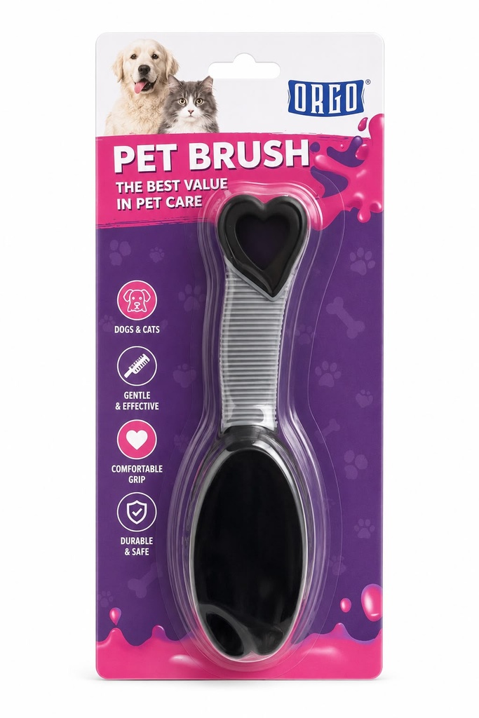 Accessories orgo Dog & Cats PET BRUSH ( Black Head+Grey handle )