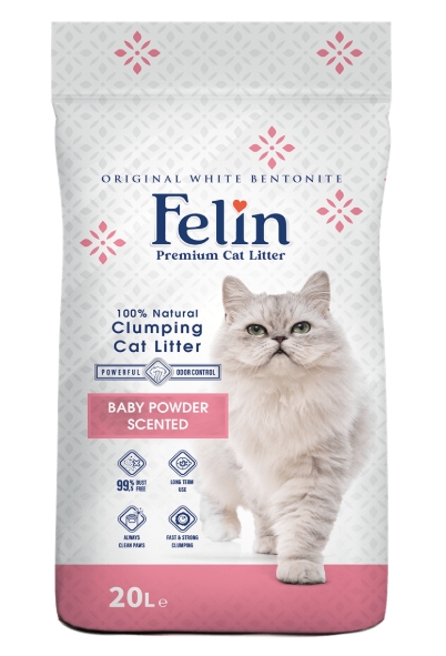 Cat litter Felin CAT White Cat Litter Baby Powder 20 L