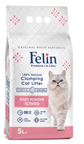 [2301] Cat litter Felin CAT White cat litter Baby Powder 5 L