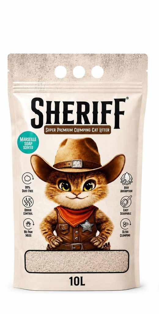 SHERIFF White Cat Litter 10 L - Marseille Soap