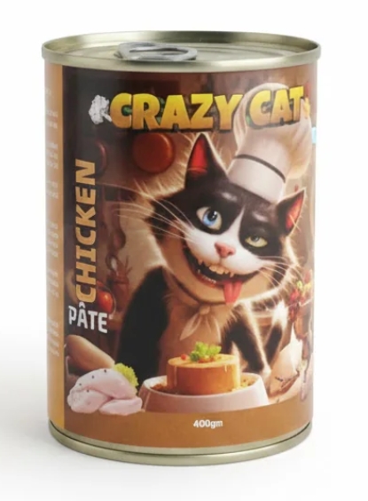 [2758] Wet Food Crazy Cat cat  Crazy Cat Can Food Pate Chicken 400 g - 24 PCS /  Packet