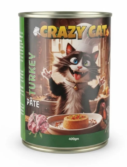 Wet Food Crazy Cat cat  Crazy Cat Can Food Pate Turkey 400 g - 24 PCS /  Packet