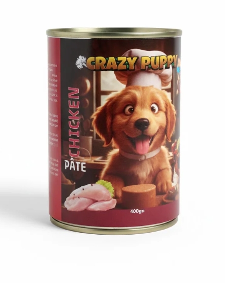 Wet Food Crazy Cat dog  Crazy Puppy Can Food Pate Chicken 400 g - 24 PCS /  Packet