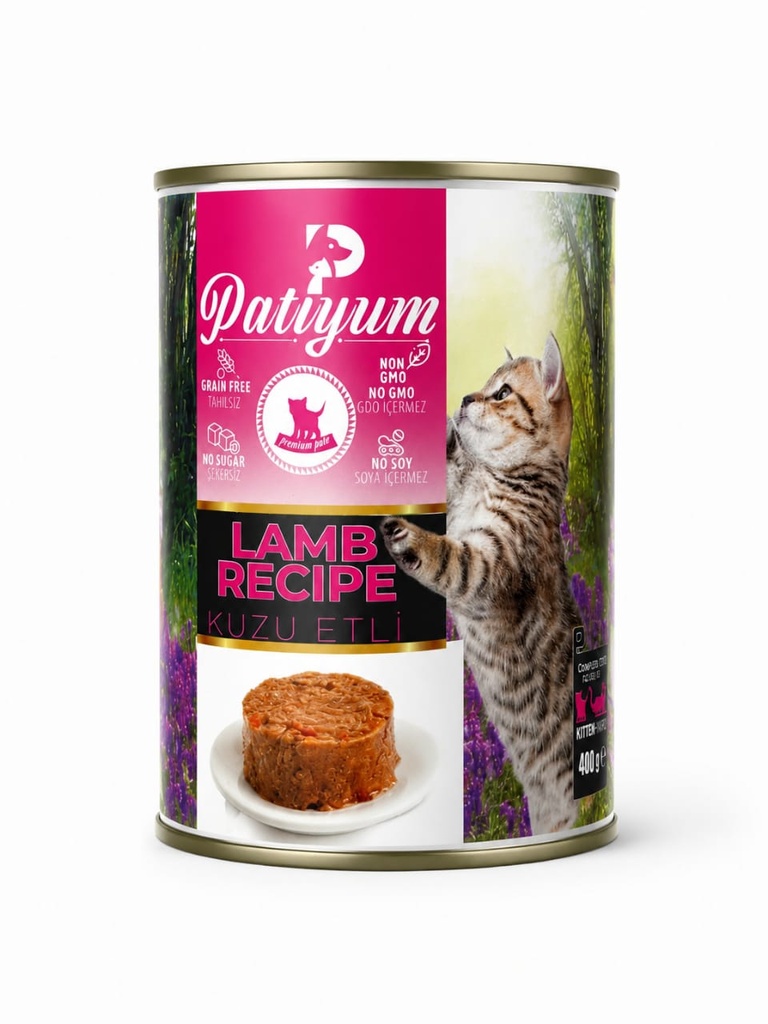 Wet Food Patiyum cat  Patiyum Cat Can Food Pate Lamb Recipe for kitten 400 g - 24 PCS /  Packet