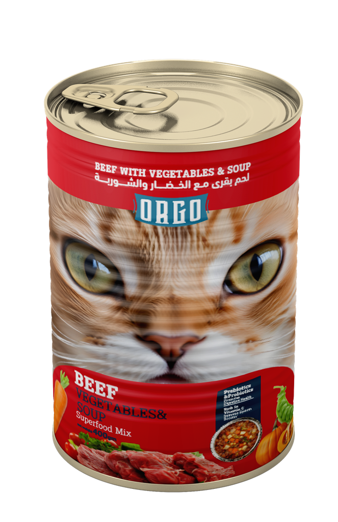 Wet Food orgo cat  Orgo Can Food For Cat Beef With Veg & Soup 400 GM - 6 PCS / Packet