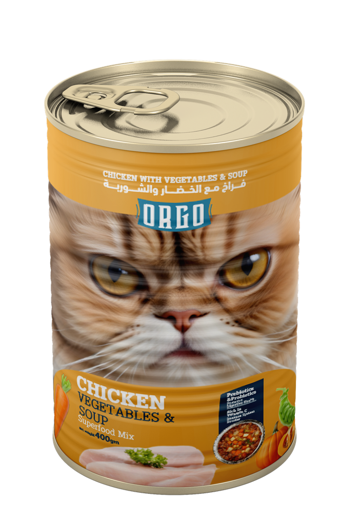 Wet Food orgo cat  Orgo Can Food For Cat Chicken With Veg & Soup 400 GM - 6 PCS / Packet