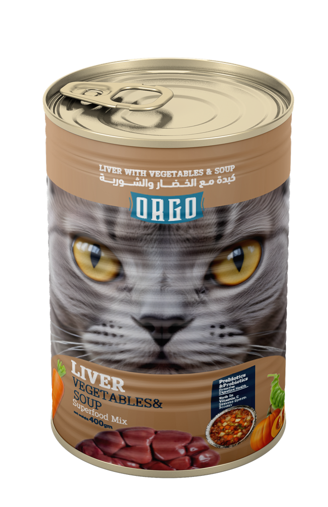 Wet Food orgo cat  Orgo Can Food For Cat Liver With Veg & Soup 400 GM - 6 PCS / Packet