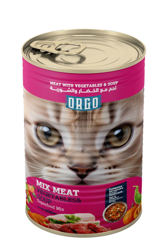 Wet Food orgo cat  Orgo Can Food For Kitten Mix Meat With Veg & Soup 400 GM - 6 PCS / Packet
