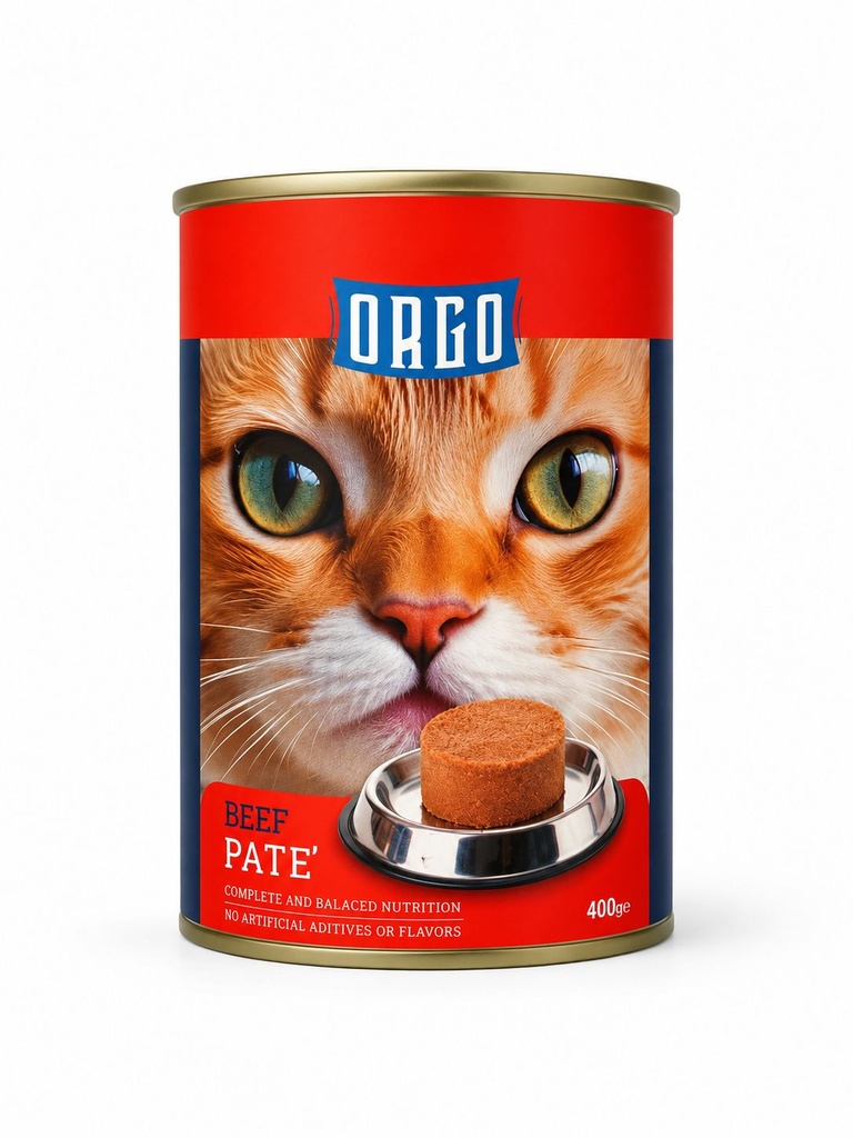 Wet Food orgo cat  Orgo™ Complete Pâté Beef – Wet Food for Adult Cats (400 g)