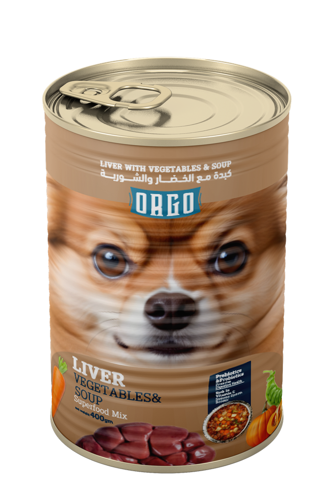 Wet Food orgo dog  Orgo Can Food For Dog Liver With Veg & Soup 400 GM - 6 PCS / Packet