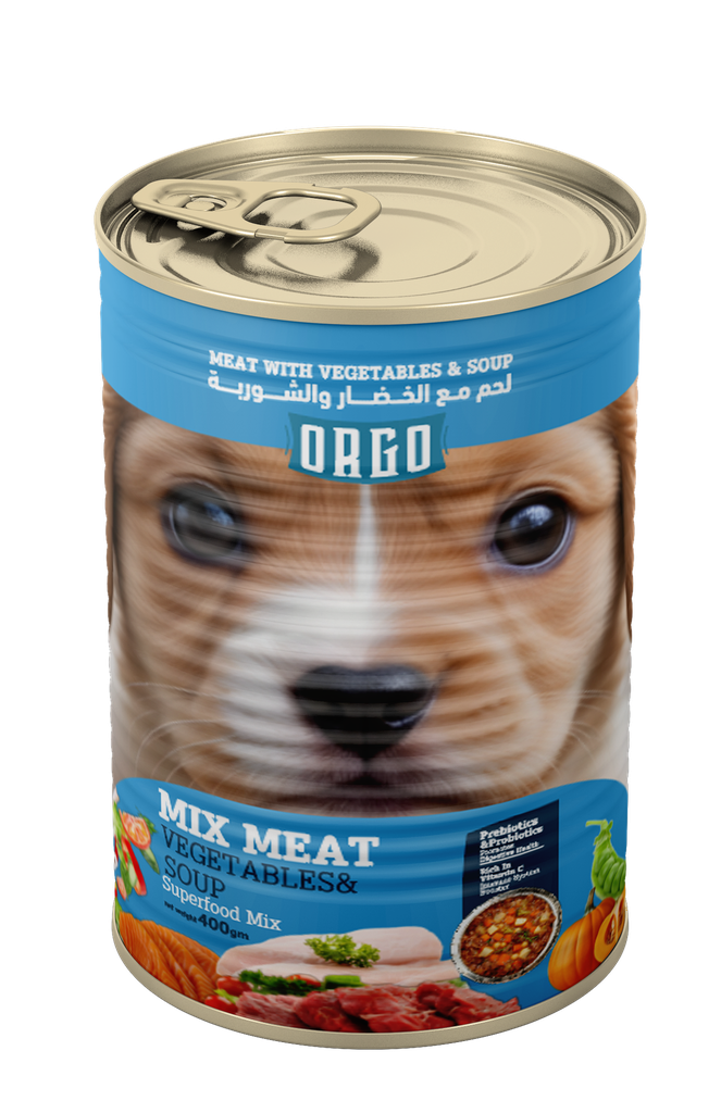 Wet Food orgo dog  Orgo Can Food For Puppy Mix Meat With Veg & Soup 400 GM - 6 PCS / Packet