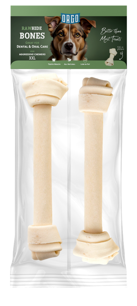 treats orgo DOG RAWHIDE BONES Dental & Oral Care - 2 pce - XXL
