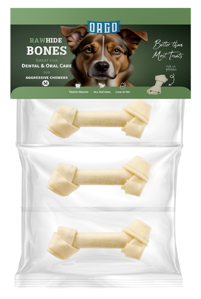 treats orgo DOG RAWHIDE BONES Dental & Oral Care - 3 pce - M