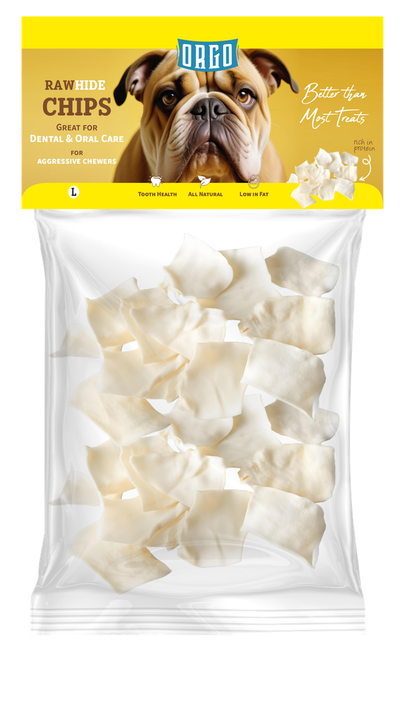 treats orgo DOG RAWHIDE CHIPS Dental & Oral Care - L