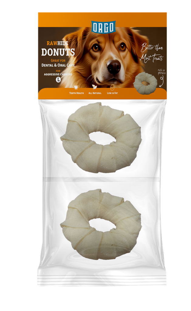 treats orgo DOG RAWHIDE DONUTS Dental & Oral Care - 2 pce - L