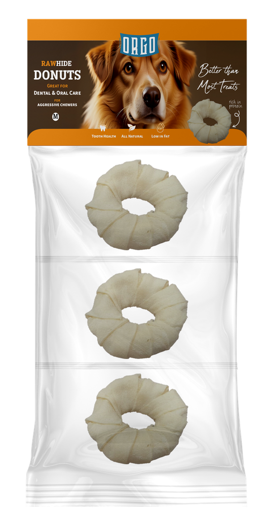 treats orgo DOG RAWHIDE DONUTS Dental & Oral Care - 3 pce - M