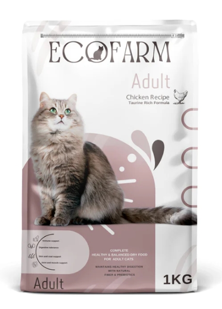 Ecofarm - Dry Food - For Adult Cats - 1 kg - Chicken