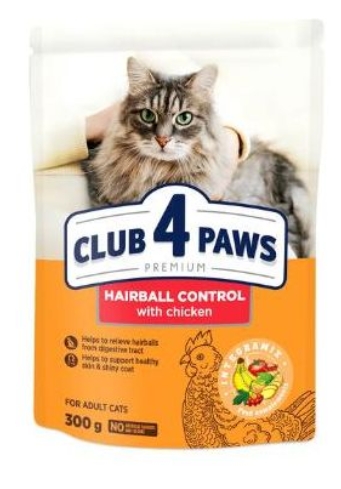 Club 4 Paws - Dry Food - For Adult Cats - 300 gm - Hairball - Salmon
