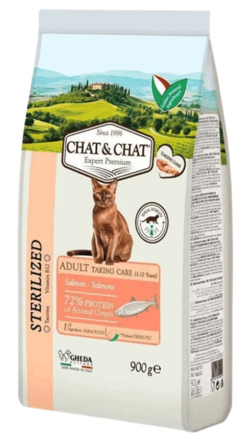 CHAT & CHAT - For Adult Cats - Sterilized - 900 gm - With Salmon