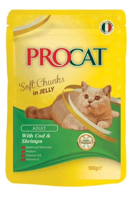 Procat - For Adult Cats - Pouch 100 gm - With Shrimps