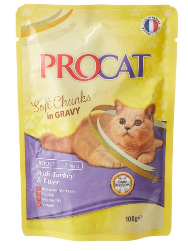 Procat - For Adult Cats - Pouch 100 gm - With Turkey Liver