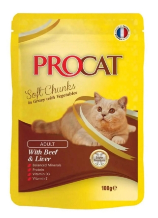 Procat - For Adult Cats - Pouch 100 gm - With Beef Liver