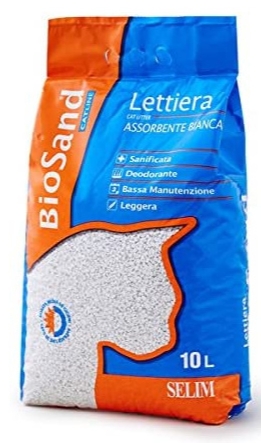 Lettiera - Biosand - Cat Litter - 10 L - Assorbente Bianca