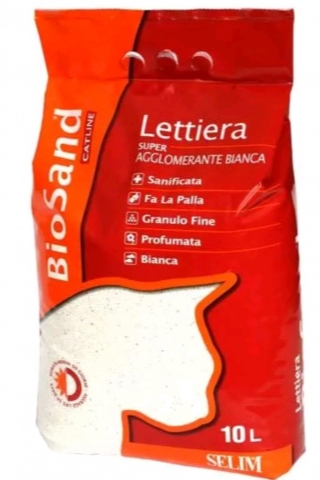 Lettiera - Biosand - Cat Litter - 10 L - Super Agglomerante Bianca