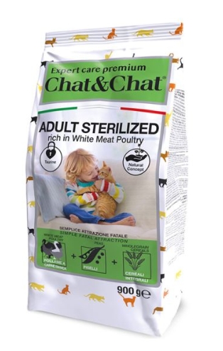 CHAT & CHAT - For Adult Cats - Sterilized - 900 gm - With White Meat Poltry