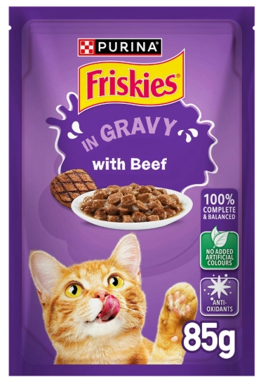 Purina - Friskies - For Adult Cats - Pouch 85 gm - With Beef