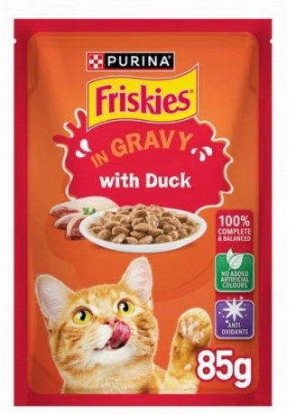 Purina - Friskies - For Adult Cats - Pouch 85 gm - With Duck