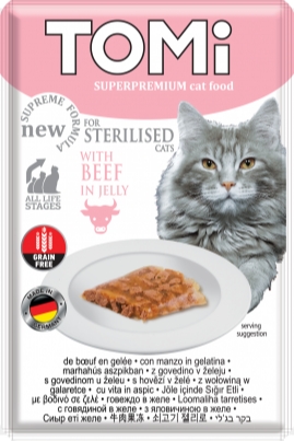 Tomi - Cat Food - For Adult - Pouch 100 gm - Sterilised - Beef