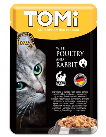 Tomi - Cat Food - For Adult - Pouch 100 gm - Poultry & Rabbit
