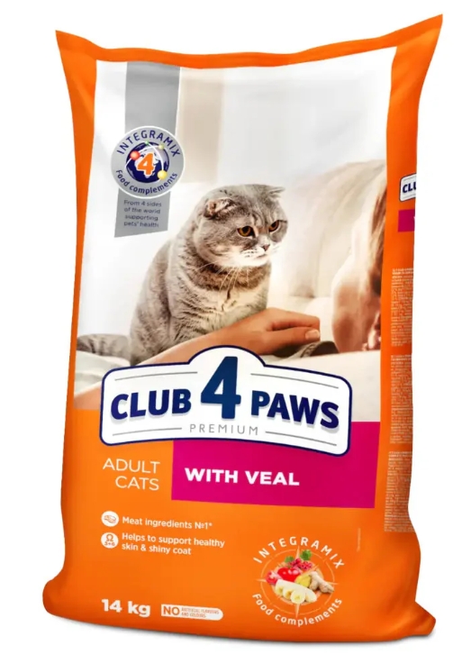 Club 4 Paws - Dry Food - For Adult Cats - 14 Kg - Veal