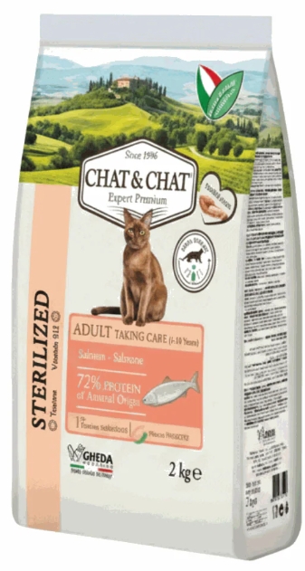 CHAT & CHAT - For Adult Cats - 2 kg - Sterilized - Salmon pct