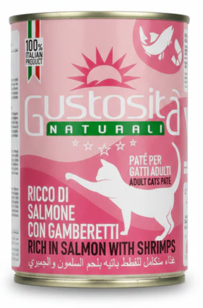 Gustosita - Can 400 gm - For Adult Cats - Salmon & Shrimps