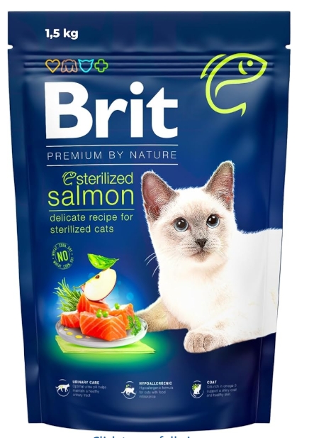 Brit - Dry Food - For Cats - 1.5 kg - Sterilized - Salmon