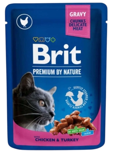 Brit - Premium - Cats Food - Pouch 100 gm - Sterilized - Chicken & Turke