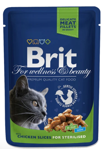 Brit - Premium - Cats Food - Pouch 100 gm - Sterilized - Chicken