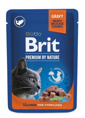 Brit - Premium - Cats Food - Pouch 100 gm - Sterilized - Salmon