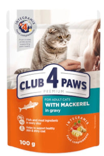 Club 4 Paws - Premium - For Adult Cats - Pouch 100 gm - With Mackerel