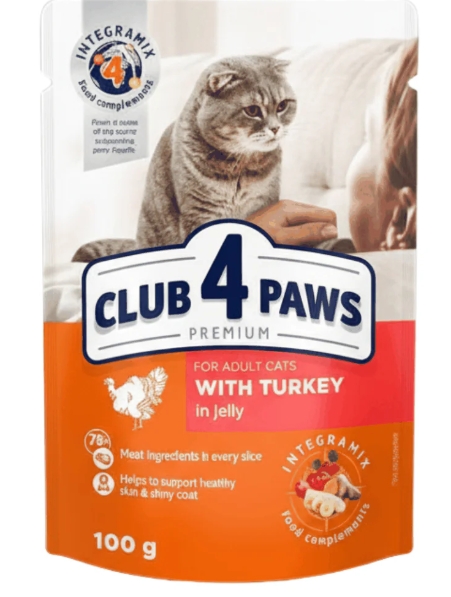 Club 4 Paws - Premium - For Adult Cats - Pouch 100 gm - With Turkey