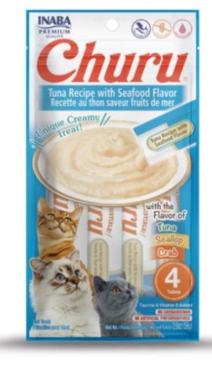 Churu - Adult Cats - Creamy Treat - 4 Tubes - 56 g - Tuna & Seafood