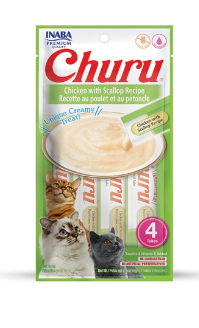 Inaba Churu - Adult Cats - Creamy Treat - 4 Tubes - 56 g - Chicken & Scallop