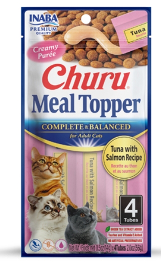 Churu - Adult Cats - Creamy Treat - 4 Tubes - 56 g - Complete & Balanced - Tuna & Salmon