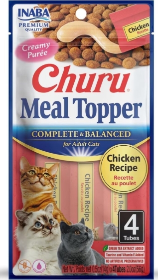 Inaba Churu - Adult Cats - Creamy Treat - 4 Tubes - 56 g - Complete & Balanced - Chicken
