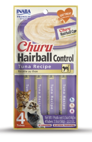 Churu -  Adult Cats - Creamy Treat - 4 Tubes - 56 g - Hairball - Tuna