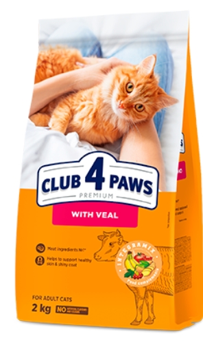 Club 4 Paws - Dry Food - For Adult Cats - 2 Kg - With Veal