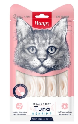 Wanpy - Cat Treat - Cream Treat - Pouch 70 gm - With Tuna & Shrimp