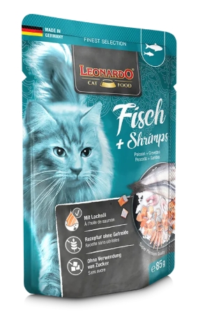 Leonardo - Cat Treat - Pouch 85 gm - Adult - Fish & Shrimp
